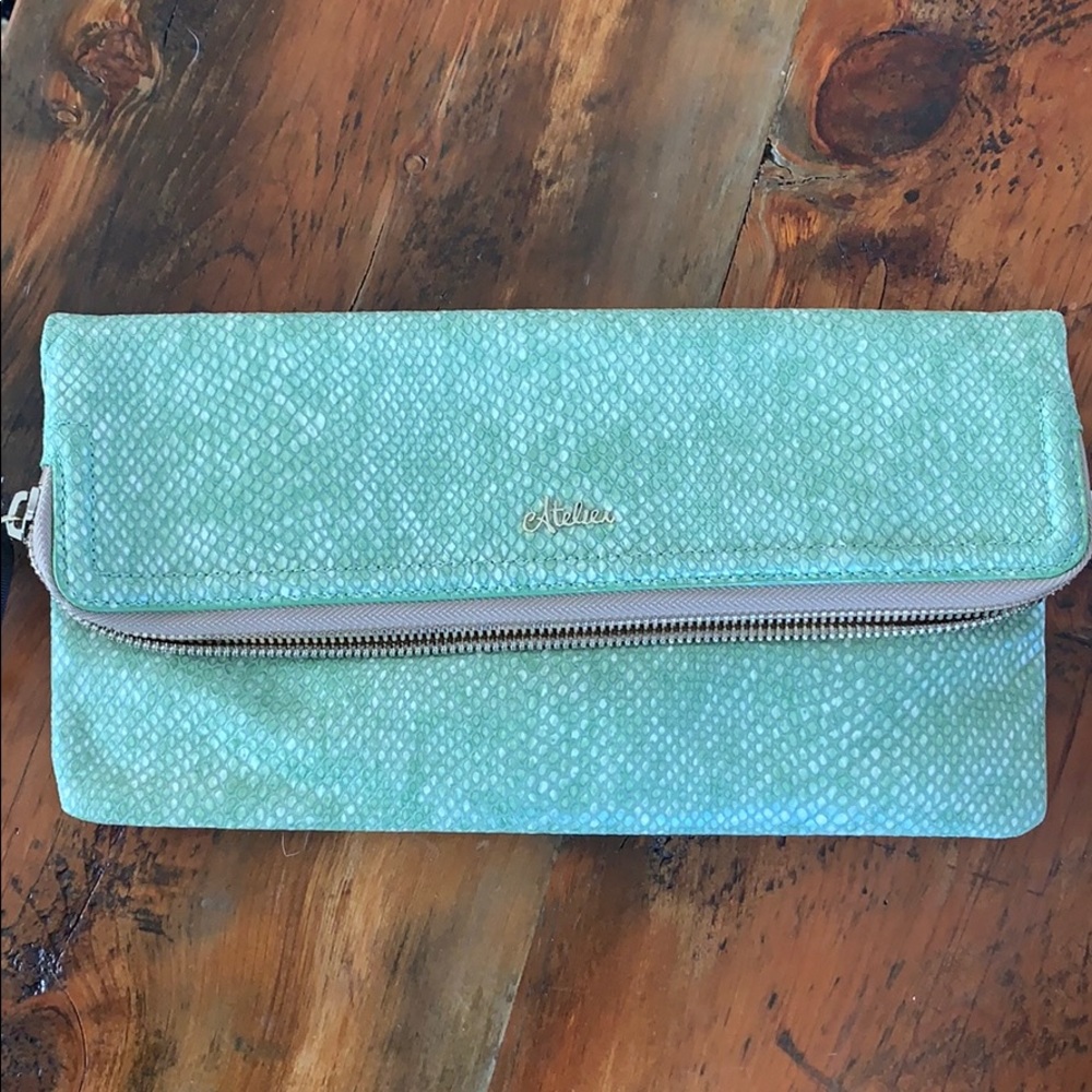Brahmin Green genuine leather clutch